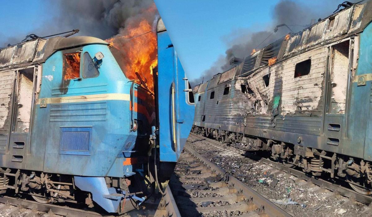 Росіяни обстріляли пасажирський поїзд на Запоріжжі: виникла пожежа, є постраждала