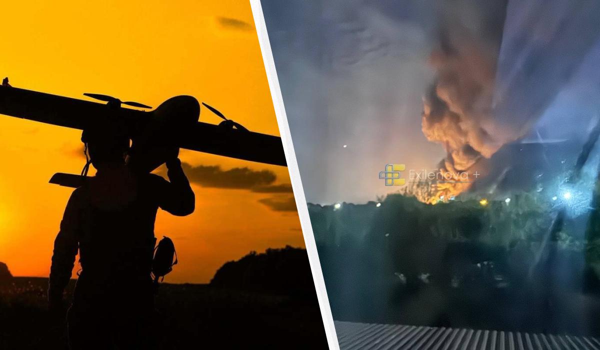 Безпілотники вдарили по нафтобазі в РФ: вирує пожежа (відео)